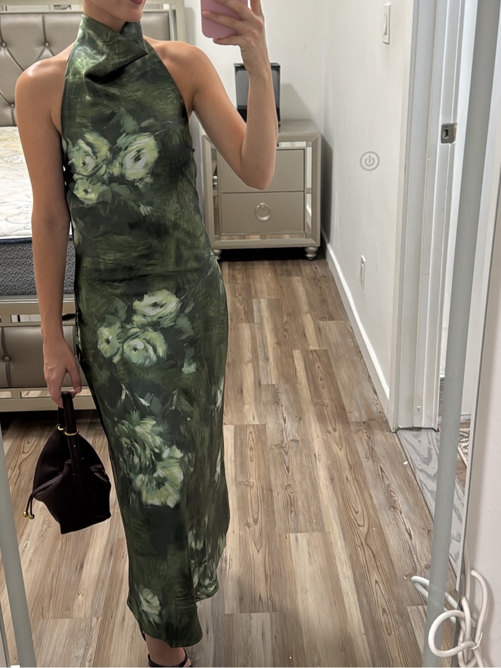 Sincerely Jules Green Floral Halter Maxi Dress
